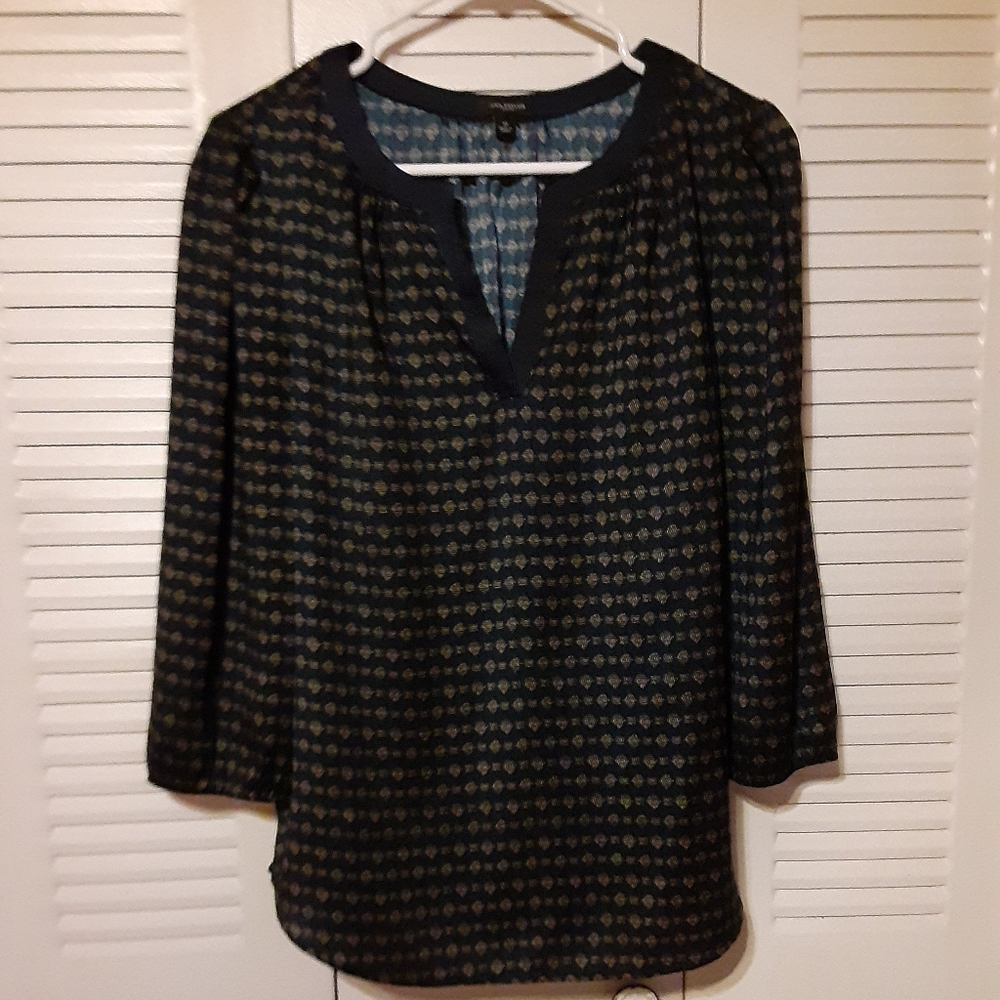 Ann Taylor Navy Patterned Top - image 1